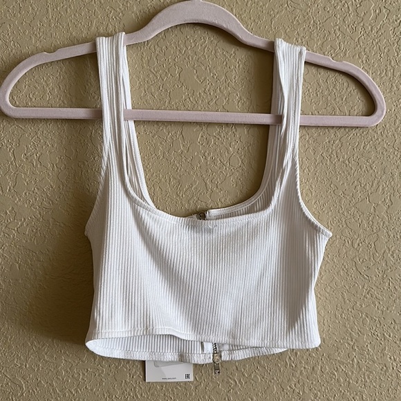 Zara Zip Up White Sports Bra Size Small - Picture 2 of 2